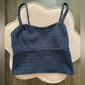 Abercrombie Tweed Crop Top XS Navy Blue